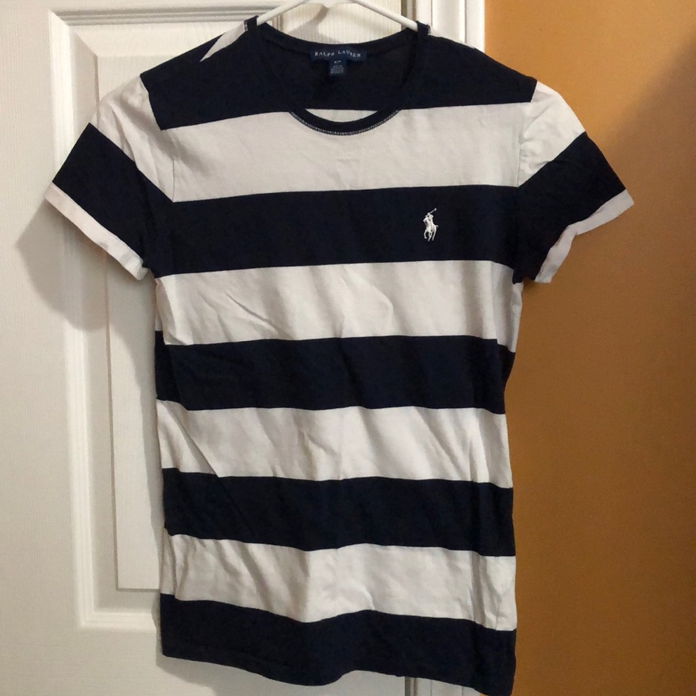 Ralph Lauren Blue Striped Top SIZE: S